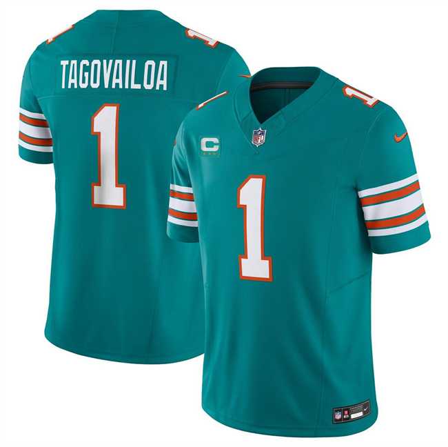 Men & Women & Youth Miami Dolphins #1 Tua Tagovailoa Aqua 2023 F.U.S.E Alternate With 3-Star C Patch Vapor Limited Stitched Jersey->miami dolphins->NFL Jersey